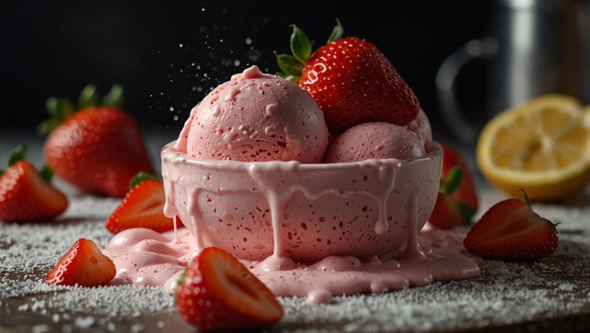 Une glace à la fraise maison, facile et sans sorbetière