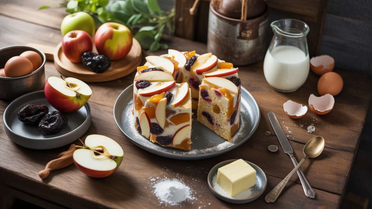 Découvrez le gâteau invisible aux pommes et prunes, le dessert léger qui séduit les papilles