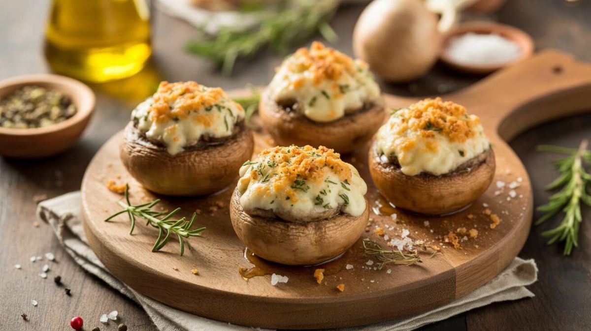 Des champignons farcis au fromage frais pour une entrée qui fait sensation