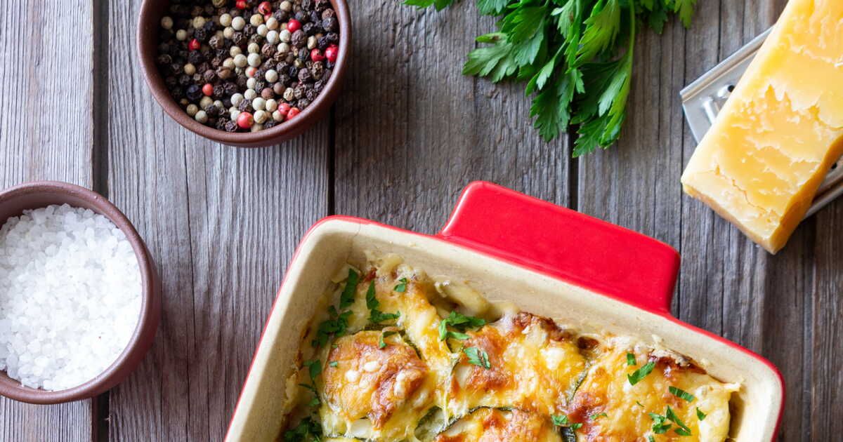 Un gratin de crozets aux courgettes et champignons qui séduit toute la famille
