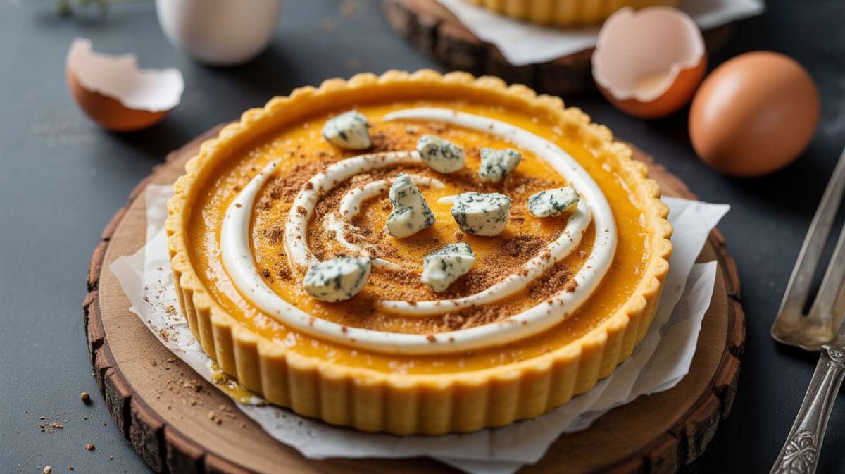 une tarte au potiron et fromage bleu pour égayer vos repas d'automne