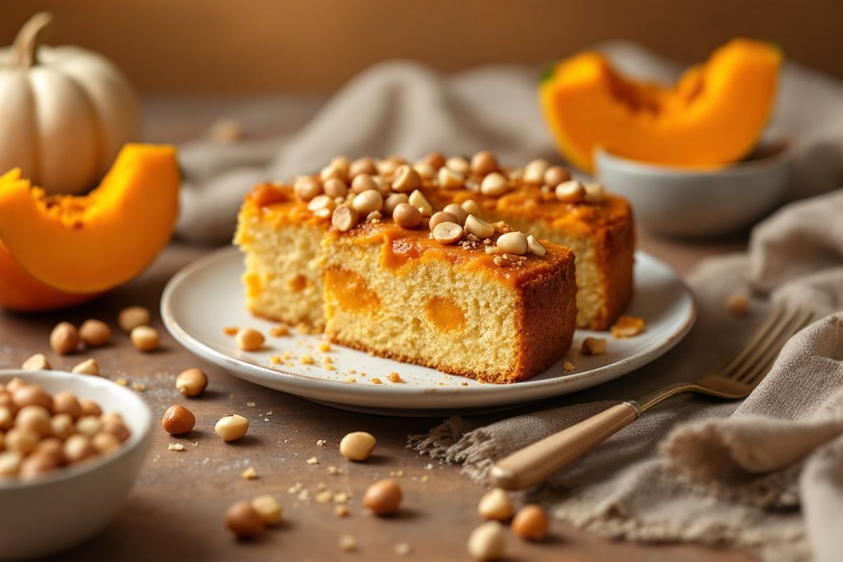 Un gâteau d'automne irrésistible : courge fondante et noisettes croquantes