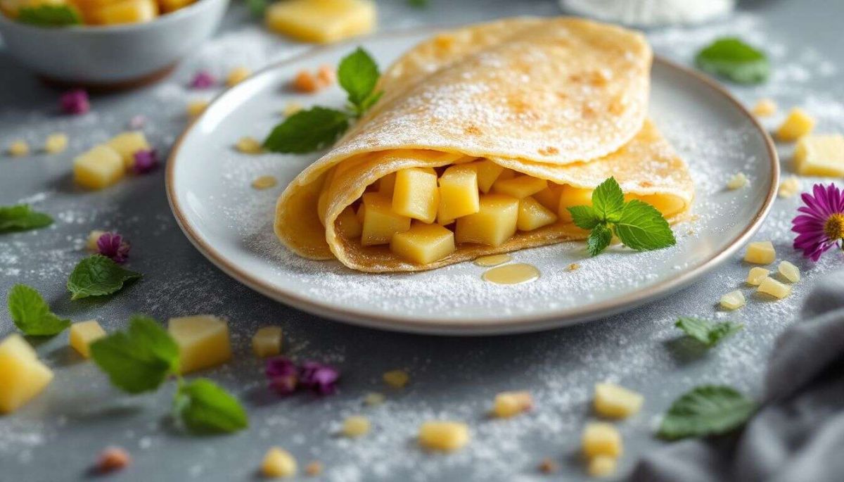 Voyage tropical : la bûche légère de crêpes à l'ananas