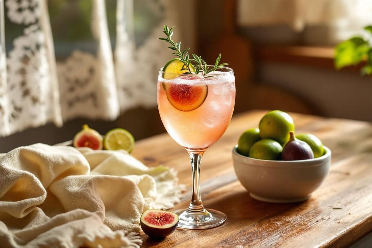 Un cocktail d'été : spritz à la figue fraîche et citron vert