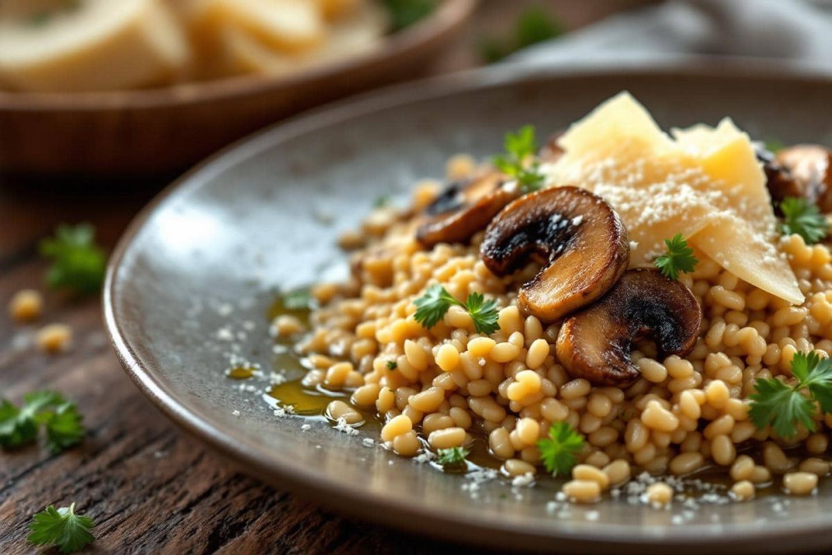 Un risotto original sans riz : osez la recette aux champignons et épeautre