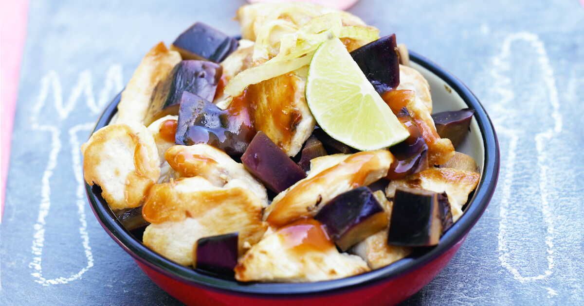 Poulet sauté aux aubergines