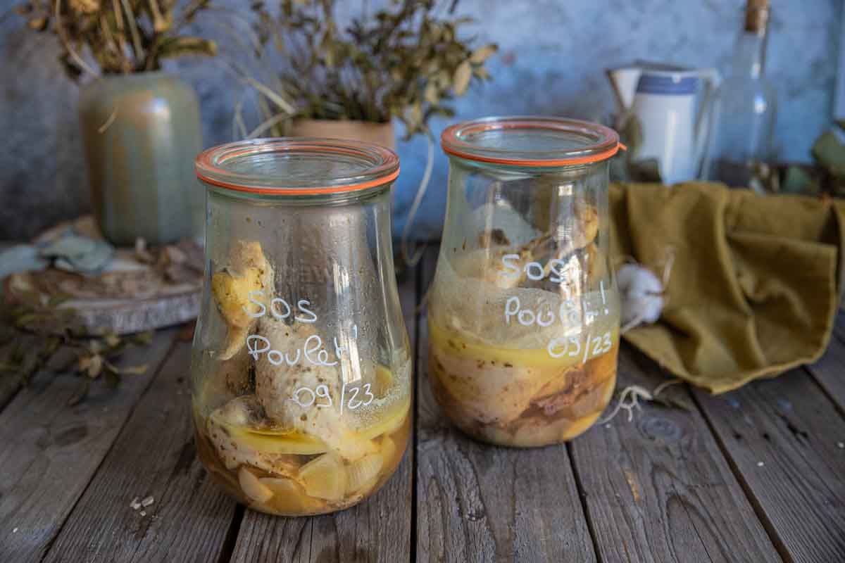 des bocaux de cuisses de poulet stérilisées : recette gourmande